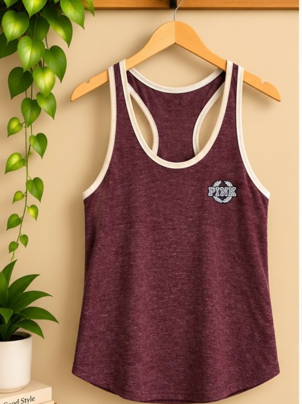 Victoria’s Secret PINK Maroon Heather Racerback Tank Top Size Small